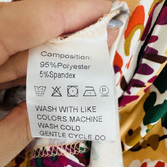 Mengpipi Floral Multicolor Tiered Short Flutter Sleeve V-Neck Top Blouse Size M - Picture 8 of 9